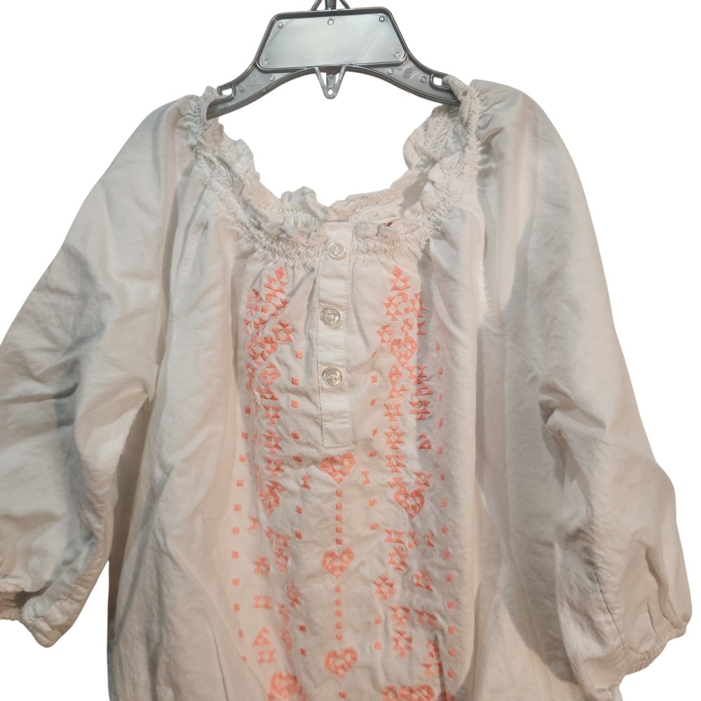 Faded Glory Girls White Embroidered‎ Boho Peasant Top Blouse Size M (7-8) Kids